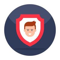 avatar dentro del escudo, icono de la seguridad de los empleados vector