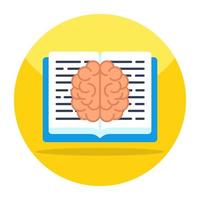 Brain with booklet, icon of smart education vector