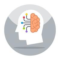 Flat design icon of online brain vector