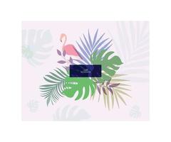 Tropical plant poster design with summer banner flamingo art vector