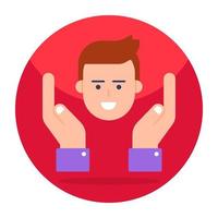 Avatar inside hands, icon of employee care vector