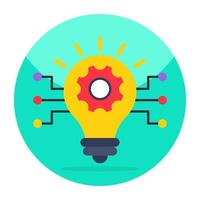 Gear inside light bulb, icon of idea generation vector