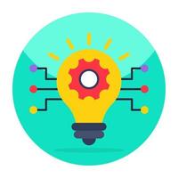 Gear inside light bulb, icon of idea generation vector