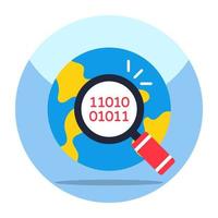 Conceptual flat design icon of search binary data vector