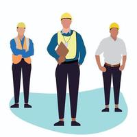 dibujos animados de ilustración de personajes técnicos y constructores e ingenieros vector