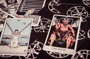 Tarot Cards with Cards of Bad Meaning. photo