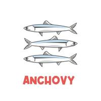 logotipo de ilustración de vector de anchoa simple
