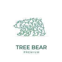 Green leaf tree bear illustration logo vector