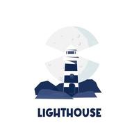 Lighthouse illustration logo at night vector