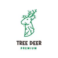 logotipo de ilustración simple de árbol de cabeza de ciervo natural vector