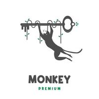 Monkey illustration logo hanging in nature abstract key vector