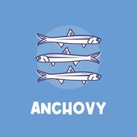 White anchovy vector illustration logo