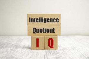 IQ block with white background, concept wooden block photo