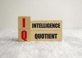 IQ block with white background, concept wooden block photo