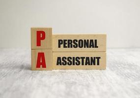 word pa with wood building blocks. on white background photo