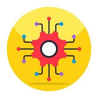Nodes with gear, icon of network setting vector