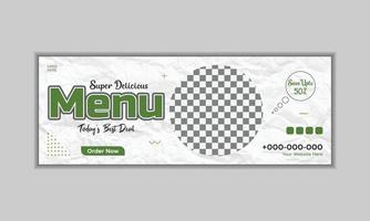 Healthy food menu promotion and social media cover banner template vector