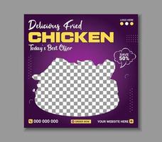 Delicious food chicken social media post template vector