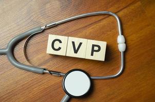 word CVP on wooden blocks. medical concept . the medicine photo