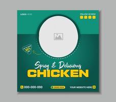 Delicious food chicken social media post template vector