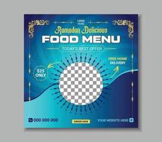 Ramadan delicious food menu social media post vector