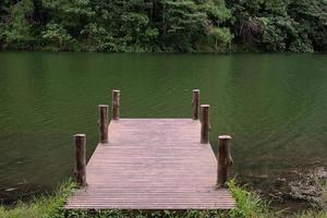 Bridge against lake and forest Nature background at Pang Oung, Mae Hong Son, Thailand. travel, outdoor, natural and vacation concept photo