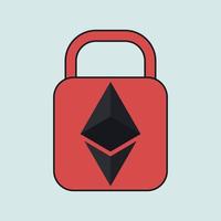 Ilustración de vector de icono de candado de seguridad ethereum