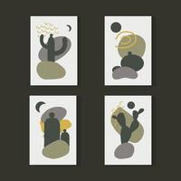 carteles estéticos abstractos modernos con ilustración de vector de cactus