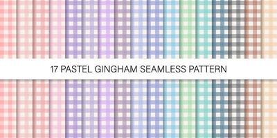 Set collection of checkered gingham tablecloth seamless pattern vector