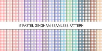 Set collection of checkered gingham tablecloth seamless pattern vector