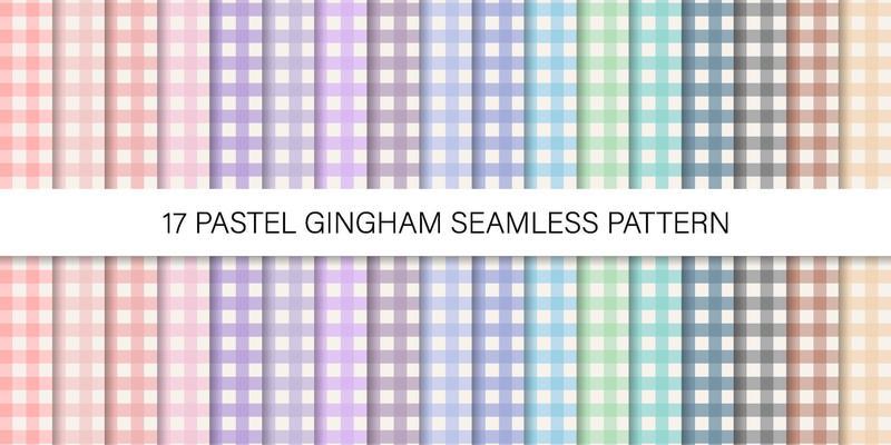 Set collection of checkered gingham tablecloth seamless pattern