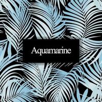 Aquamarine palm leaf vector seamless pattern