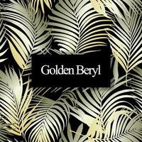 Golden beryl palm leaf vector seamless pattern