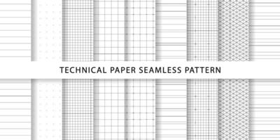 Collection of technical paper seamless pattern vector