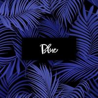 Blue palm leaf vector seamless pattern