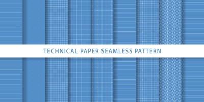 Collection of technical paper seamless pattern vector