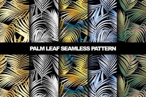 Collection of palm leaf vector seamless pattern