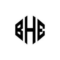 diseño de logotipo de letra bhe con forma de polígono. bhe diseño de logotipo en forma de polígono y cubo. bhe hexágono vector logo plantilla colores blanco y negro. bhe monograma, logotipo comercial e inmobiliario.