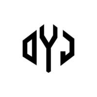 diseño de logotipo de letra oyj con forma de polígono. oyj polígono y diseño de logotipo en forma de cubo. oyj hexágono vector logo plantilla colores blanco y negro. oyj monograma, logotipo comercial e inmobiliario.