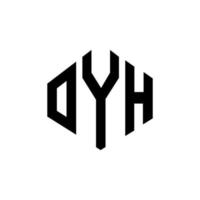 diseño de logotipo de letra oyh con forma de polígono. oyh polígono y diseño de logotipo en forma de cubo. oyh hexágono vector logo plantilla colores blanco y negro. oyh monograma, logotipo comercial e inmobiliario.