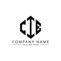 CIE letter logo design with polygon shape. CIE polygon and cube shape logo design. CIE hexagon vector logo template white and black colors. CIE monogram, business and real estate logo.