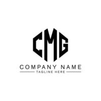 CMG letter logo design with polygon shape. CMG polygon and cube shape logo design. CMG hexagon vector logo template white and black colors. CMG monogram, business and real estate logo.