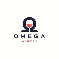 Omega wine logo icon design template flat vector