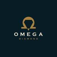 vector plano de plantilla de diseño de icono de logotipo de diamante omega