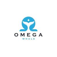 Omega whale tail logo icon design template flat vector
