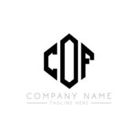 COF letter logo design with polygon shape. COF polygon and cube shape logo design. COF hexagon vector logo template white and black colors. COF monogram, business and real estate logo.