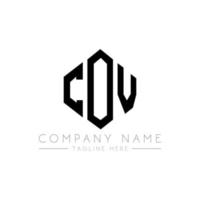 COV letter logo design with polygon shape. COV polygon and cube shape logo design. COV hexagon vector logo template white and black colors. COV monogram, business and real estate logo.
