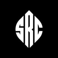 SRC circle letter logo design with circle and ellipse shape. SRC ellipse letters with typographic style. The three initials form a circle logo. SRC Circle Emblem Abstract Monogram Letter Mark Vector. vector