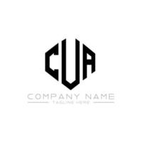 CUA letter logo design with polygon shape. CUA polygon and cube shape logo design. CUA hexagon vector logo template white and black colors. CUA monogram, business and real estate logo.