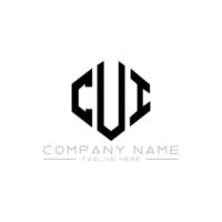 CUI letter logo design with polygon shape. CUI polygon and cube shape logo design. CUI hexagon vector logo template white and black colors. CUI monogram, business and real estate logo.